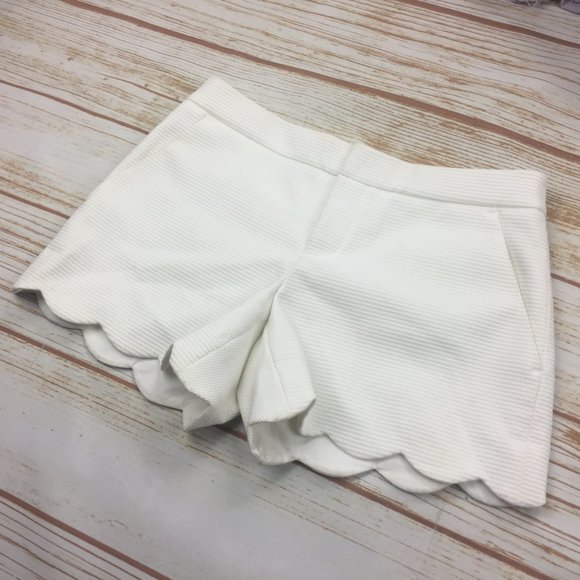 Club Monaco Pants - Club Monaco White Scalloped Shorts